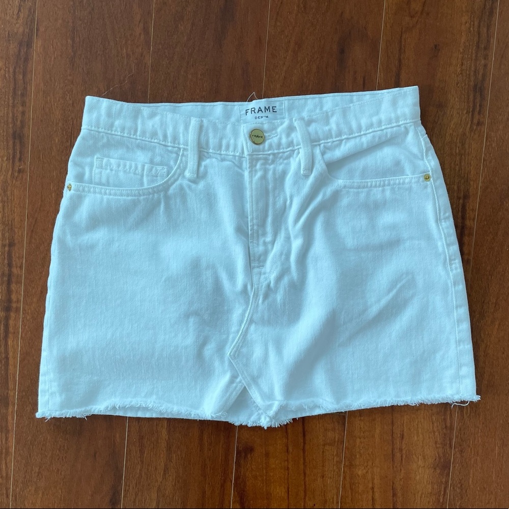 New Frame Denim White Jean Skirt